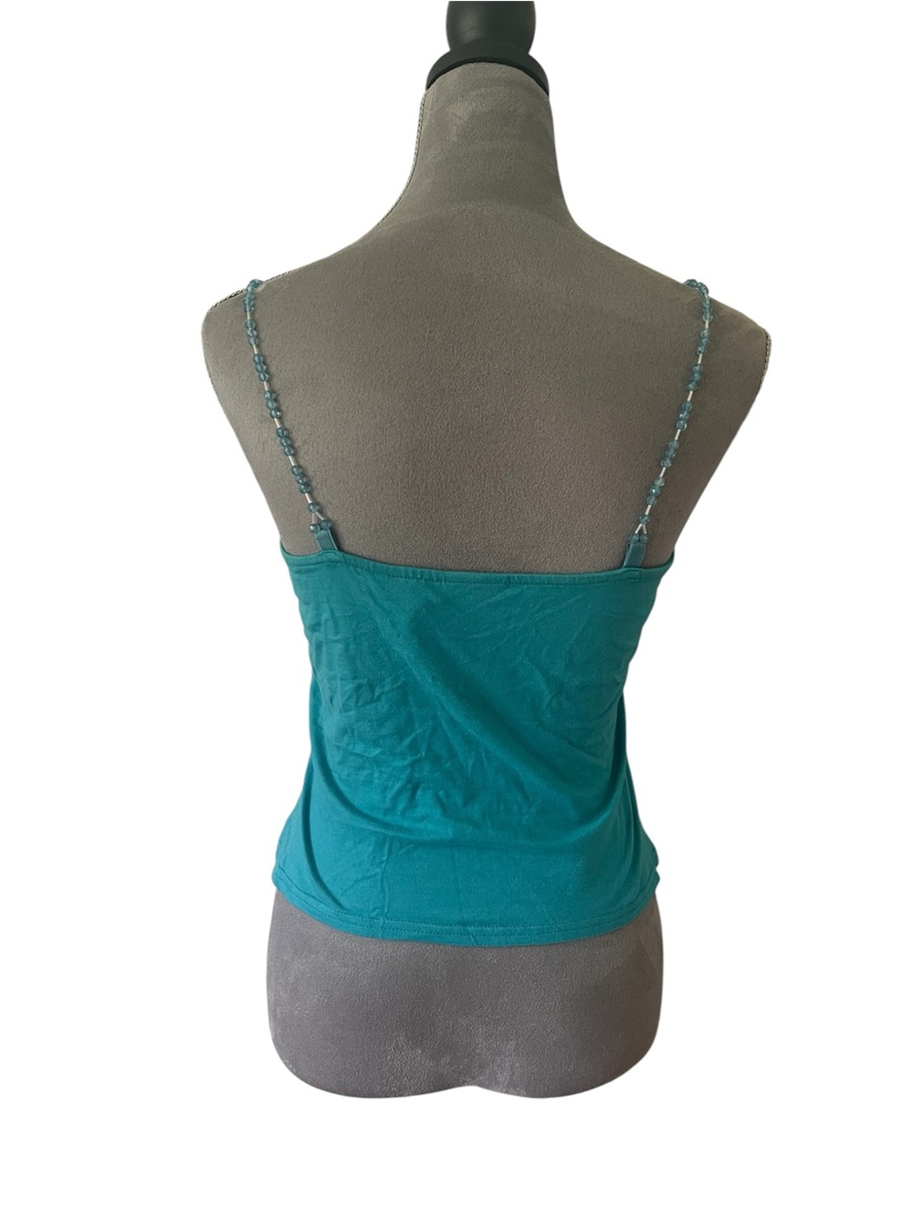 Vintage Newport News Boutique Europa Teal Bustier Tank with Beaded Straps - Picture 3 of 6